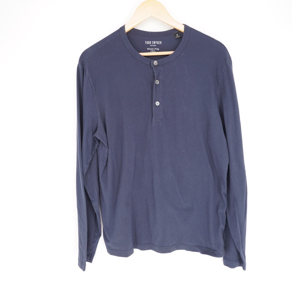 Todd Snyder Henley Long Sleeve Shirt Mens M Blue Cotton Classic Heritage USA